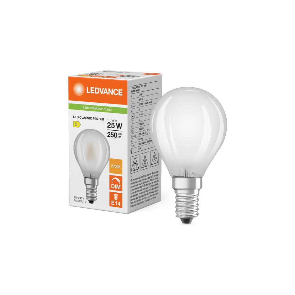 Ledvance LED-Lampe Classic P 25 Filament DIM, 1,8W, 250lm, 2700K, E14, Matt... LEDVANCE-4099854443398 4099854443398 (Abb. 3)