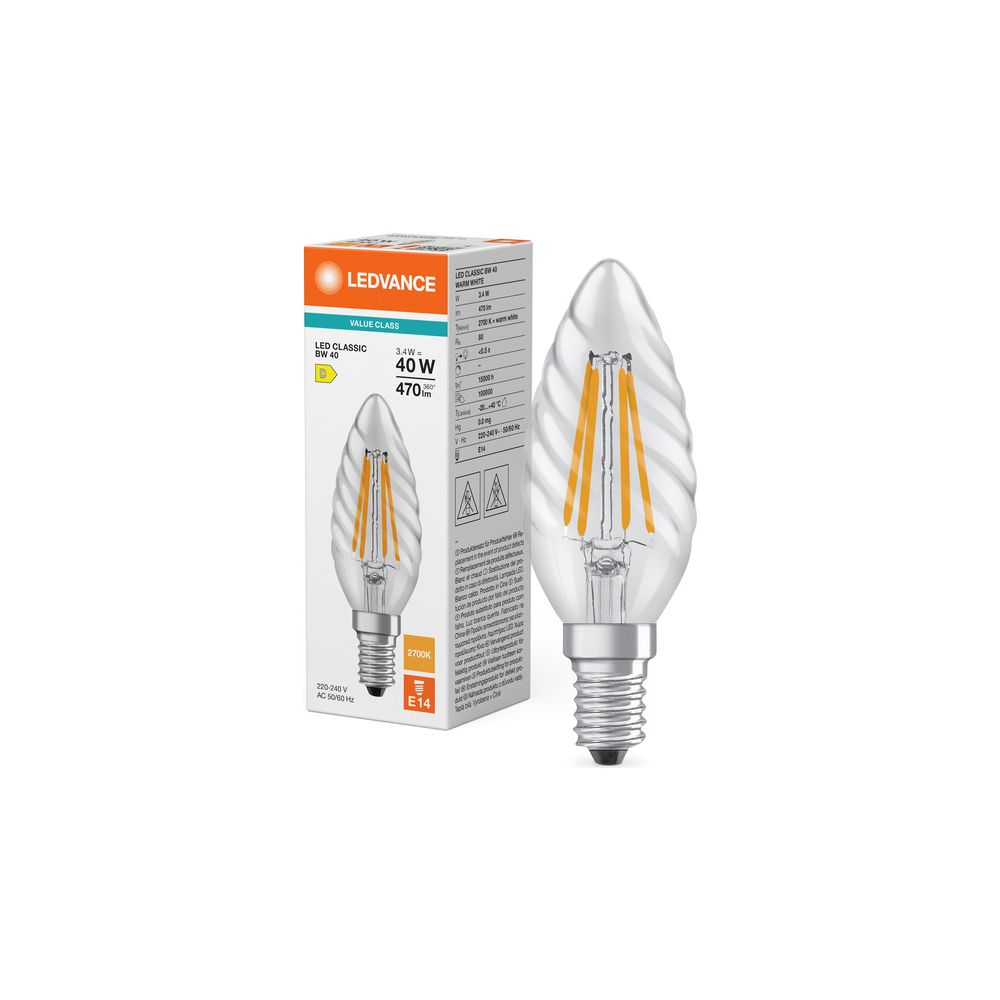 Ledvance LED-Filament-Lampe Classic BW 3,4W 827 E14, 470lm, 2700K, Glas, Klar, ... LEDVANCE-4099854466663 4099854466663 (Abb. 5)