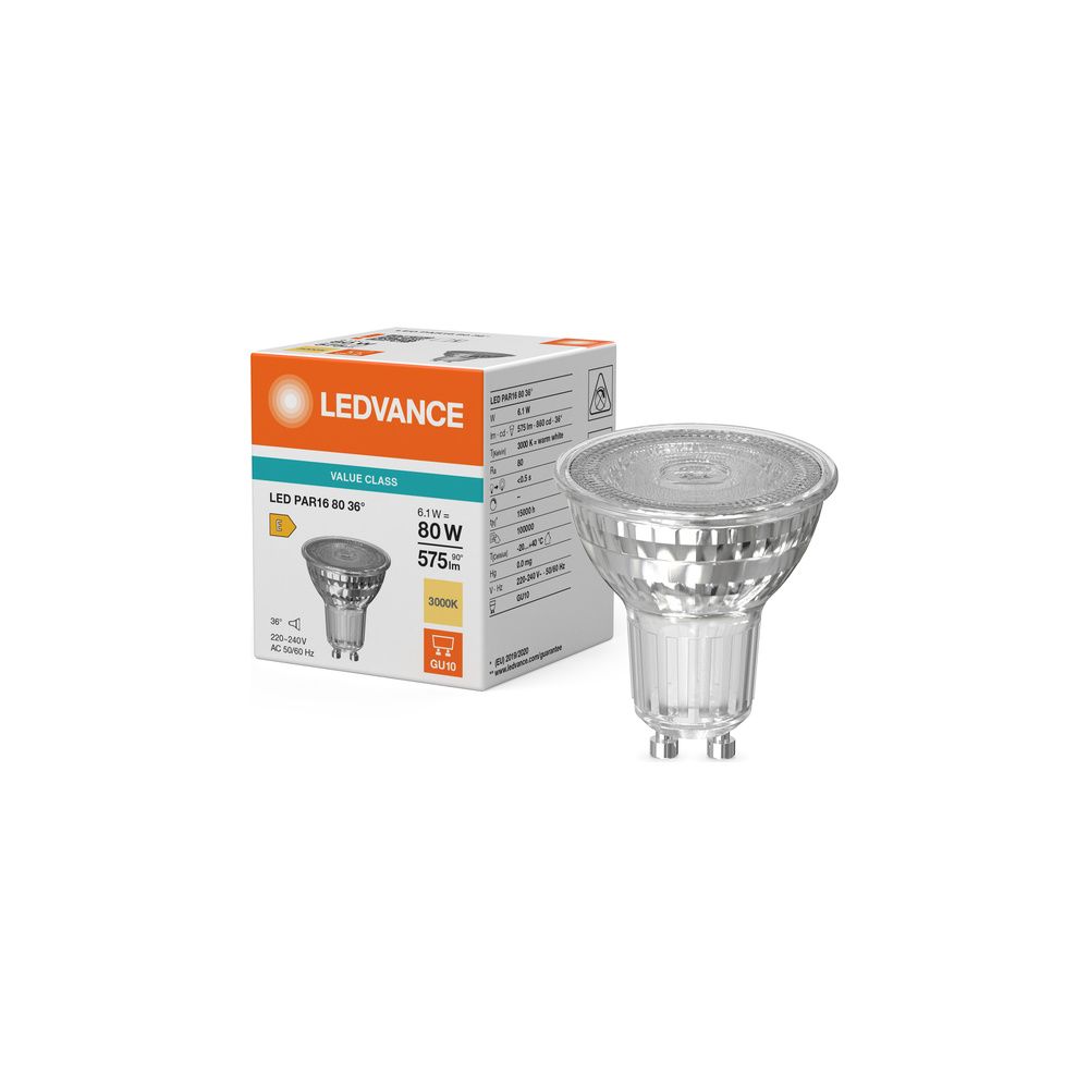 Ledvance LED-Reflektorlampe PAR16, 6,1W 830 GU10 36 Grad, Glas, Warmweiß... LEDVANCE-4099854457227 4099854457227 (Abb. 5)