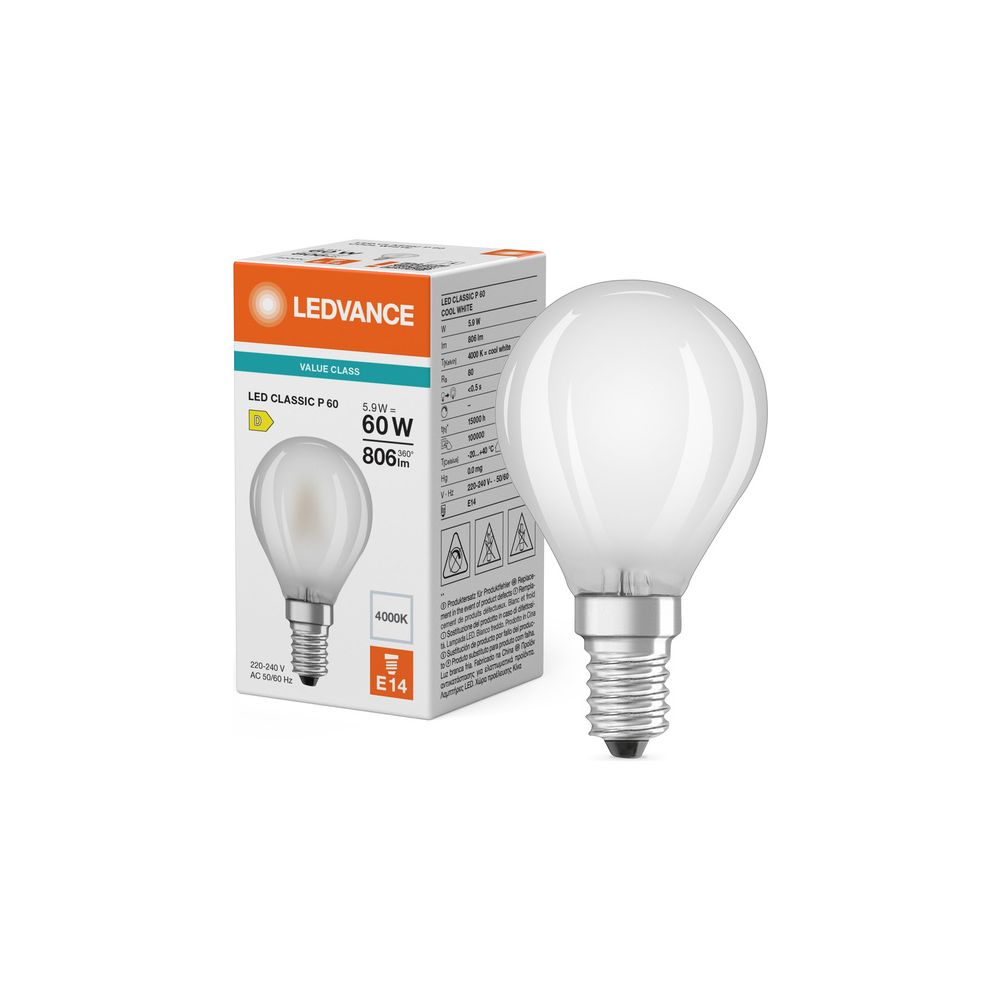 Ledvance LED-Lampe Classic P 5,9W 806lm 2700K E14, Matt, Weiß... LEDVANCE-4099854468575 4099854468575 (Abb. 3)