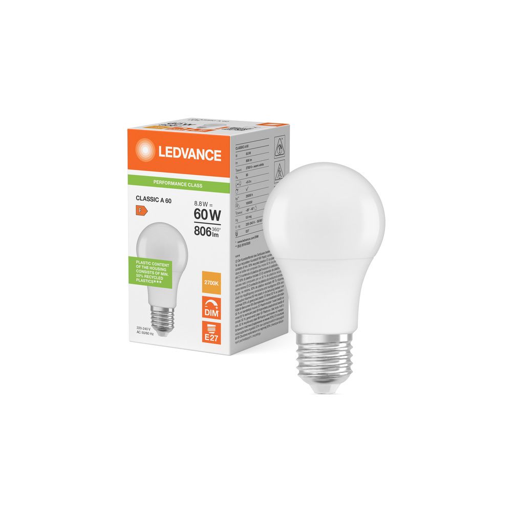 Ledvance LED-Lampe Classic A 60 DIM P, 8,8W 806lm 2700K E27, Matt, Weiß, LED CL... LEDVANCE-4099854043970 4099854043970 (Abb. 7)