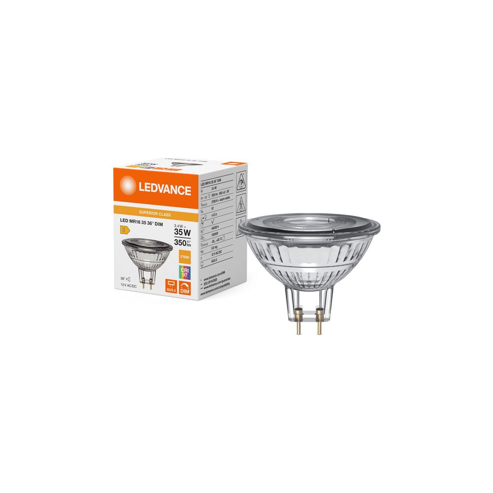 Ledvance LED-Reflektorlampe MR16 DIM S, 3,4W 350lm 2700K 36 Grad GU5,3, Glas kl... LEDVANCE-4099854456015 4099854456015 (Abb. 5)