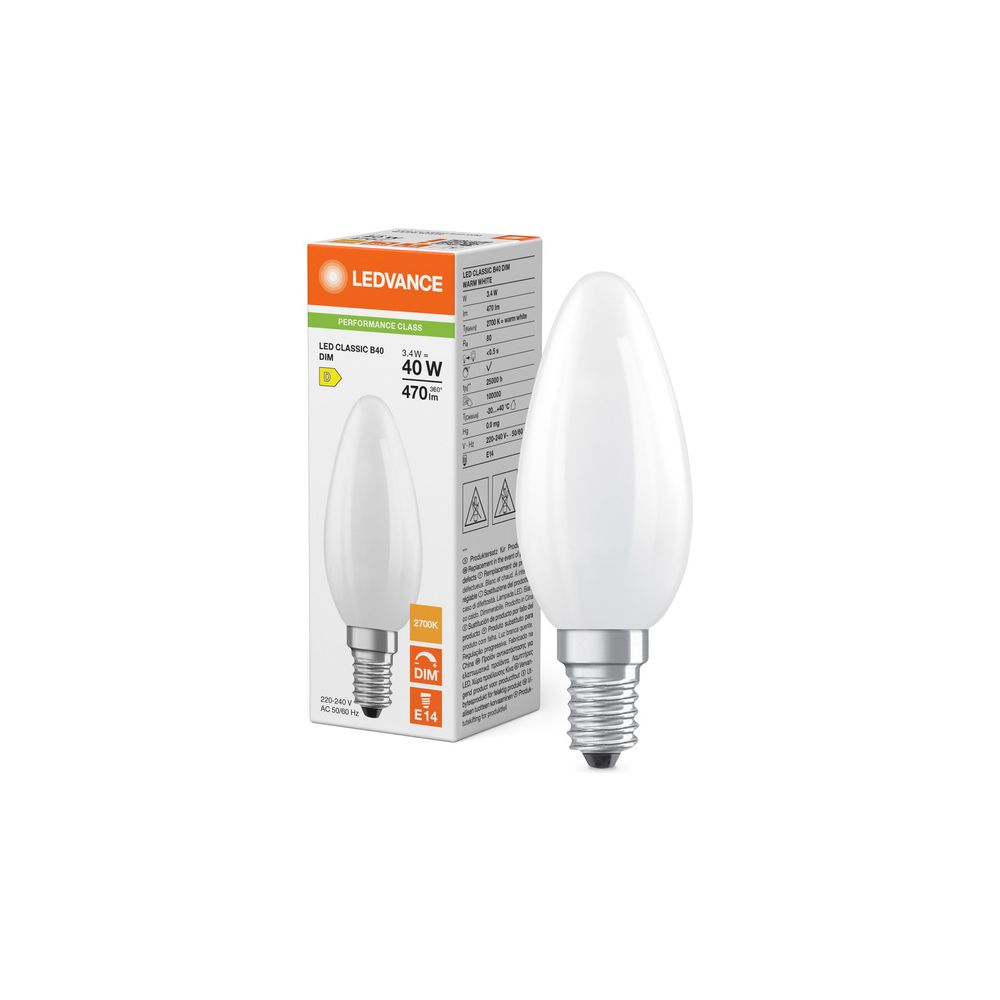 Ledvance LED-Kerzenlampe Classic B DIM, 3,4W, 470lm, 2700K, E14, Matt... LEDVANCE-4099854439063 4099854439063 (Abb. 5)