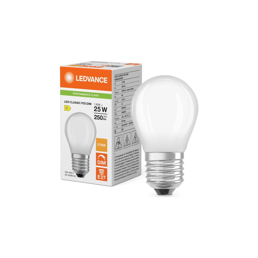 Ledvance LED-Lampe Classic P 25 Filament DIM, 1,8W 250lm 2700K E27, Matt, LED C... LEDVANCE-4099854439087 4099854439087 (Abb. 5)
