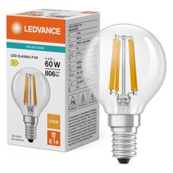 Ledvance LED-Lampe Classic P 60 Filament, 5,9W 806lm 2700K E14, Klar... LEDVANCE-4099854468513 4099854468513 (Abb. 1)