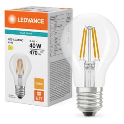Ledvance LED-Filamentlampe Classic A 40, 3,4W, 470lm, 2700K, E27, Klar, AC70069... LEDVANCE-4099854465857 4099854465857 (Abb. 1)
