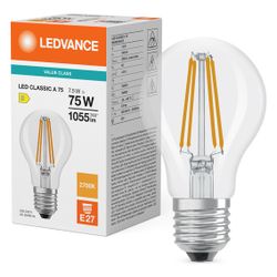 Ledvance LED-Lampe Classic A 75 Filament, 7,5W, 1.055lm, 2700K, E27, Glas, Klar... LEDVANCE-4099854062186 4099854062186 (Abb. 1)