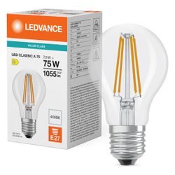 Ledvance LED-Lampe Classic A 7,5W 840 E27, 1.055lm, 4.000K, Glas, Klar... LEDVANCE-4099854062988 4099854062988 (Abb. 1)