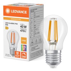 Ledvance LED-Filamentlampe Classic P DIM, 4,2W, 470lm, 2700K, E27, Klar... LEDVANCE-4099854077968 4099854077968 (Abb. 1)