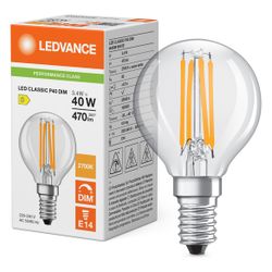 Ledvance LED-Lampe Classic P Filament DIM, 3,4W 470lm 2700K E14, Glas, Klar, 1... LEDVANCE-4099854439193 4099854439193 (Abb. 1)