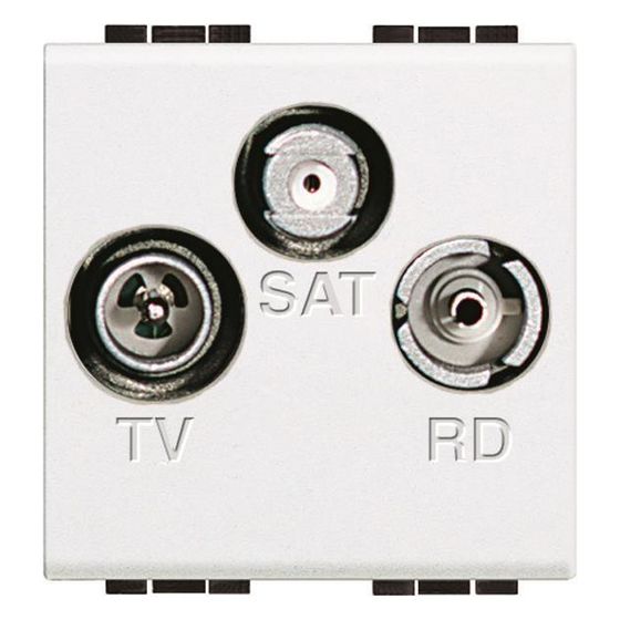 Legrand BTicino TV-Radio-SAT-Stichdose N4210D, 4-2400 MHz, 3 Auslässe, Weiß, N4210D