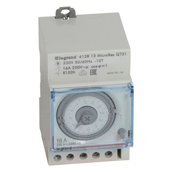 Legrand Tageszeitschaltuhr MicroRex QT31, 1 Kanal, 230V, 3TE, Grau, 412813