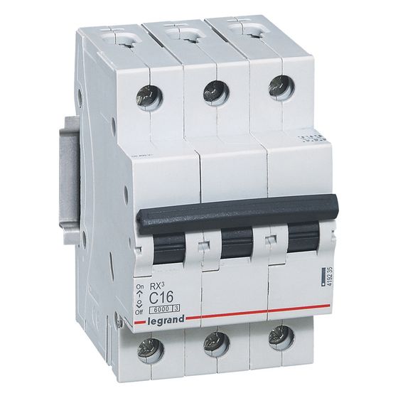 Legrand Leitungsschutzschalter RX3 C 16A, 3-polig, 6kA, 400V, 3TE, Schraubklemme, Grau, 419235