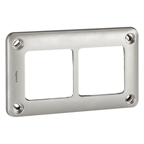 Legrand Rahmen Soliroc 2-fach, IP55, IK10, Metall, Grau, 110x181x13,5mm, 077852