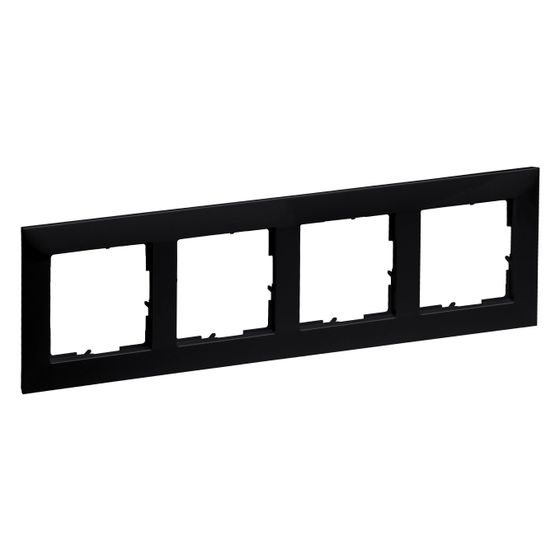 Legrand 4-fach Rahmen SEANO, 87x301x9,8mm, Kunststoff, Schwarz lackiert, 765374