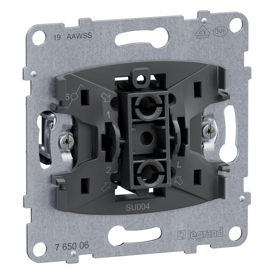 Legrand Wechselschalter SEANO, 10 AX, 250 V, Unterputz, Steckklemme, 72,9x72,9x40mm, Kunststoff, 765006