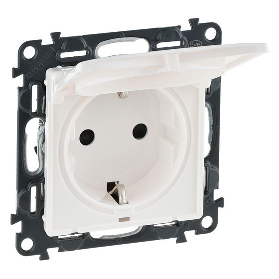Legrand Schutzkontakt-Steckdose Valena Life mit Klappdeckel, 16A, 250V, Unterputz, Kunststoff, Ultraweiß, 753117