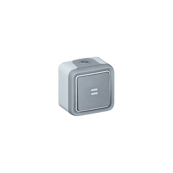 Legrand Wipptaster Plexo Classic, 1-polig, beleuchtet, IP55, 84x80x57mm, Kunststoff, Grau, 069722