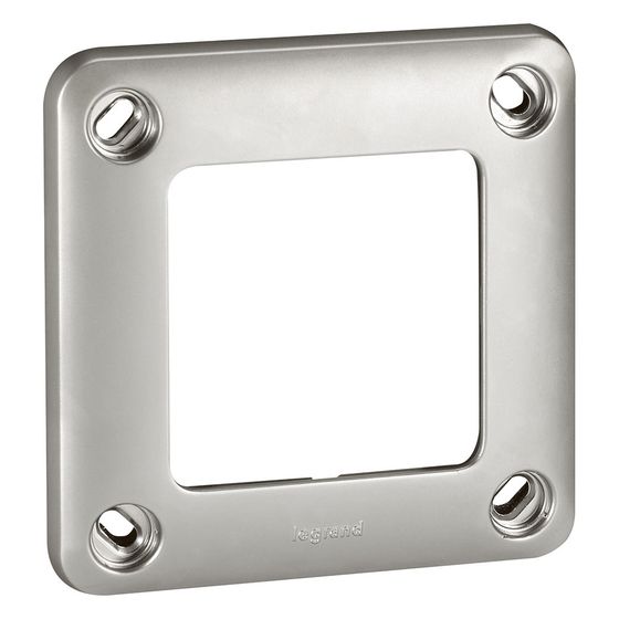 Legrand Rahmen Soliroc 1-fach, IP55, IK10, 110x110x13,5mm, Metall, Grau, 077851
