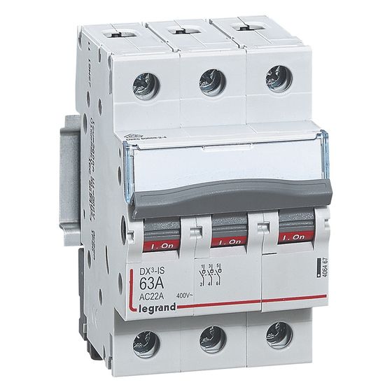 Legrand Lasttrennschalter DX3, 3-polig, 63A 400V, 3TE, IP20, Grau, 406467
