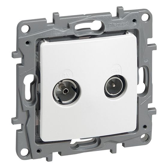 Legrand Durchgangsdose Niloe 14dB, Unterputz, 2 Auslässe, Kunststoff, Ultraweiß, 664561