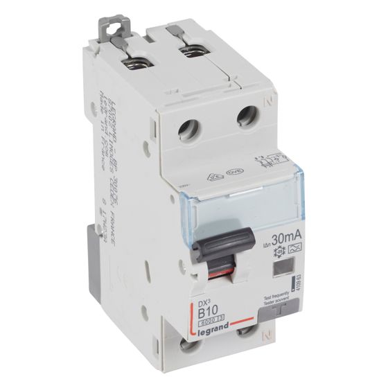 Legrand FI/LS-Schalter DX3, 10A, B-Charakteristik, 1P+N, 6kA, 30mA, Typ A, 230V, 2TE