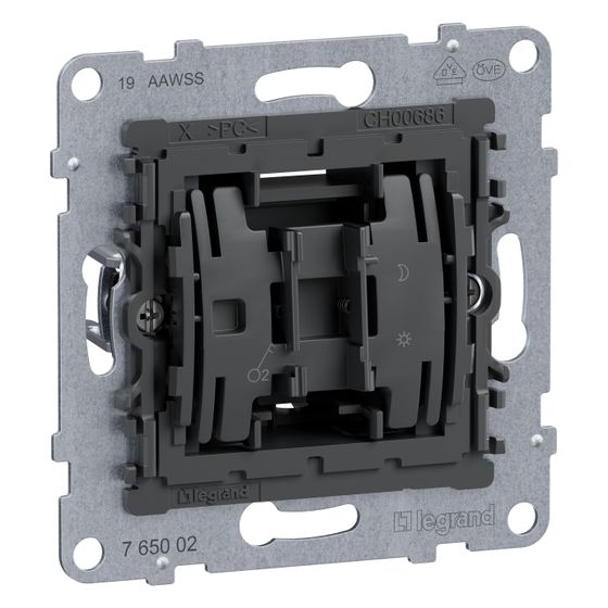 Legrand 2-poliger Schalter SEANO, 10AX, Schraubklemme, Unterputz, 72,9x72,9x40,8mm, 765002
