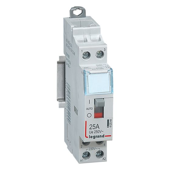 Legrand Installationsschütz CX3 412544, 230V 25A 2S, mit Handschalter, 17,8x94,9x72,6mm, Grau