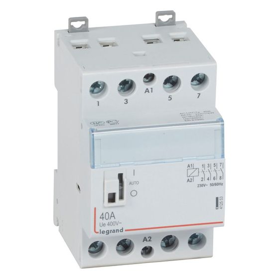 Legrand Installationsschütz CX3, 230V 40A 4 Schließer, mit Handschalter, 3 Teilungseinheiten, 412553