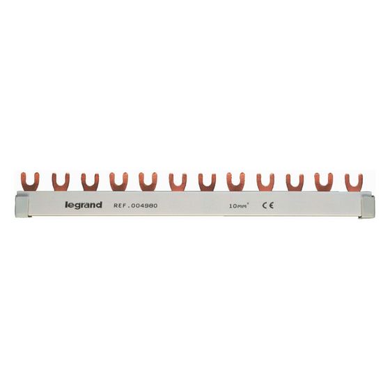 Legrand Gabelkammschiene 3-polig, 10mm2, 12 TE, 210mm, 63A, 400V, Weiß, 004980