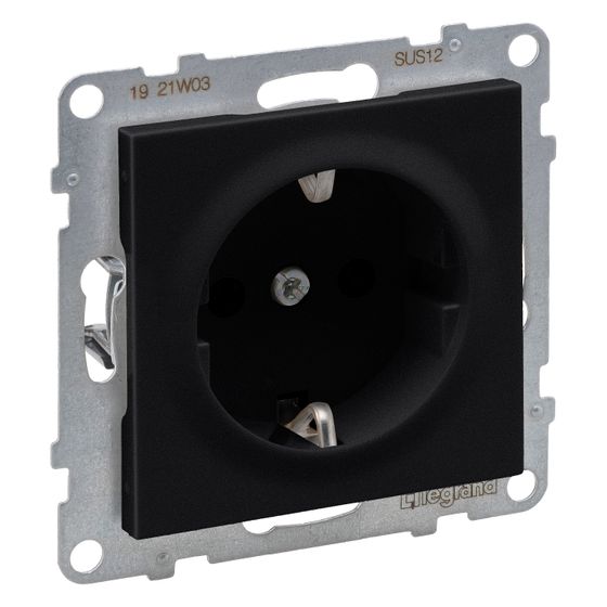 Legrand Schutzkontakt-Steckdose SEANO, 16 A, 250 V, Unterputz, Kunststoff, Schwarz lackiert, 765320