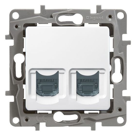 Legrand Datendose Niloe 2xRJ45, Kategorie 6, geschirmt, Unterputz, Ultraweiß, 664776