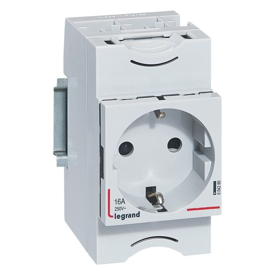 Legrand Verteilereinbausteckdose CX3, 16A 250V, 2,5TE, mit erhöhtem Berührungsschutz, Grau, 004285