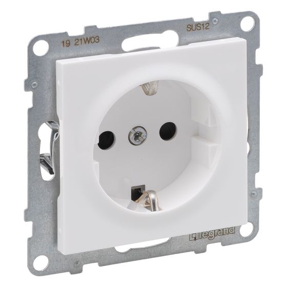 Legrand Schutzkontakt-Steckdose SEANO, 16A 250V, mit erhöhtem Berührungsschutz, Unterputz, Kunststoff, Ultraweiß, 765120