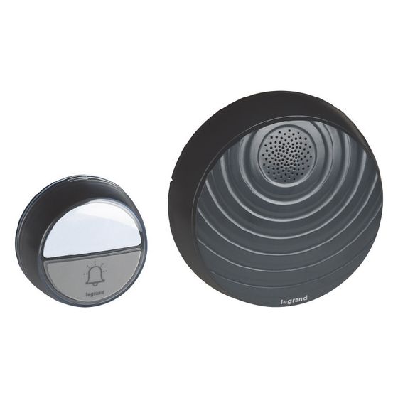 Legrand Funk Gong Set Komfort, 15 Melodien, 100m Reichweite, 105x105x35mm, Kunststoff, Anthrazit, 094253
