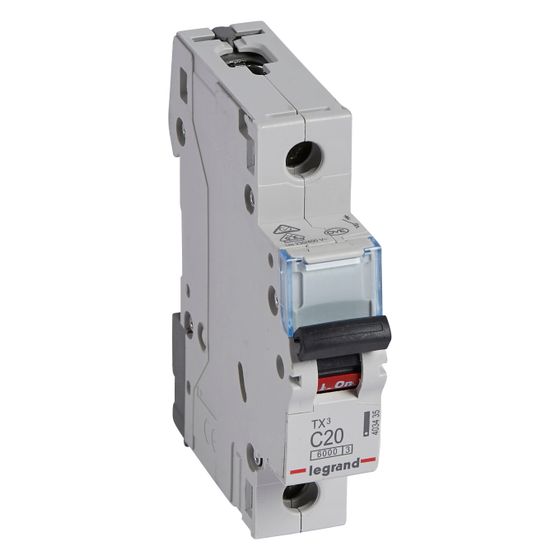 Legrand Leitungsschutzschalter TX3 C 20A, 1-polig, 6kA, 1TE, 88x17,8x77,8mm, Grau