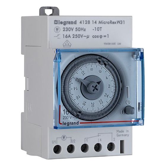 Legrand Wochenzeitschaltuhr MicroRex W31, 1 Kanal, 230V, 16A, 52,5x83x60mm, 412814