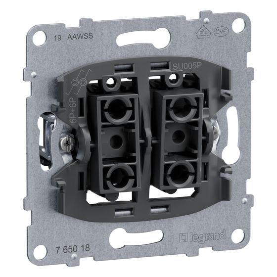 Legrand Doppeltaster SEANO, 10A, 250V, Steckklemme, Unterputz, 72,9x72,9x38,3mm, Kunststoff, Sonstige, 765018