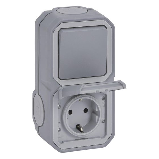 Legrand Feuchtraum-Kombination Plexo New 069746L, IP44, 16A, Thermoplast, Grau