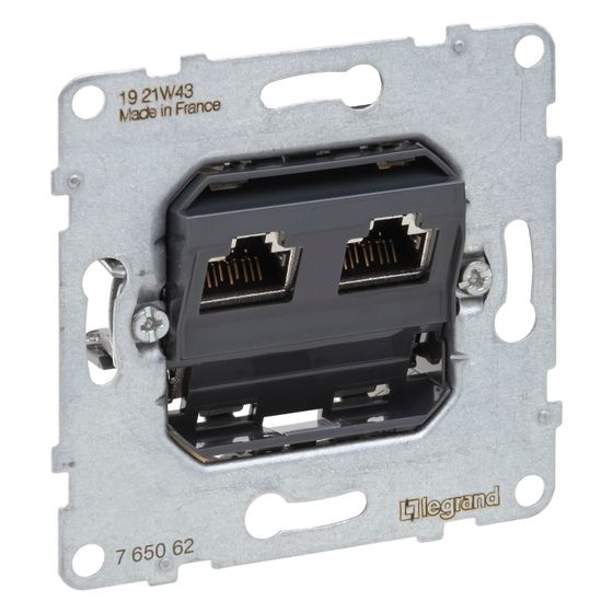 Legrand Datendose SEANO, 2x RJ45, Kat. 6A, Unterputz, 72,9x72,9x36mm, 765062