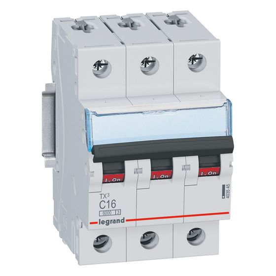 Legrand Leitungsschutzschalter TX3 C16A, 3-polig, 6kA, 400V, 3TE, Grau, 403545