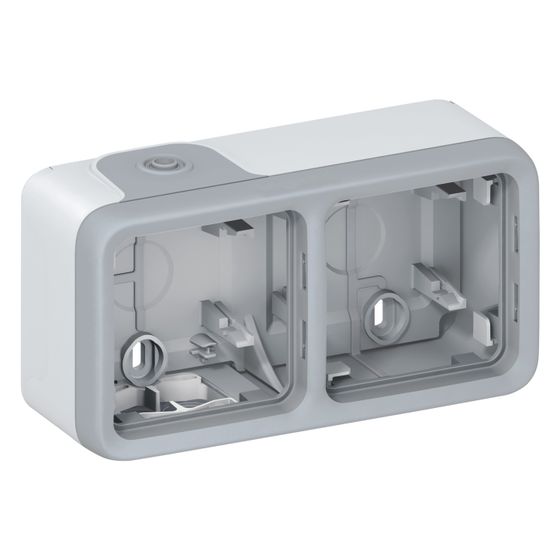 Legrand Aufputzgehäuse Plexo Classic 2-fach waagerecht, IP55, 84x151x53mm, Kunststoff, Grau, 069672