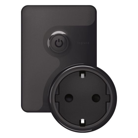 Legrand Mobile Schutzkontakt-Steckdose with Netatmo, 16A, 240V, 89x67x75mm, Kunststoff, Schwarz, 064840