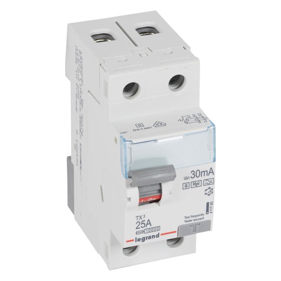 Legrand Fehlerstromschutzschalter TX3, 25A, 2-polig, 30mA, Typ F-G, 230V, 2TE, Grau, 411595