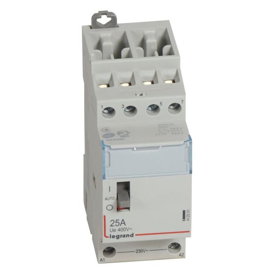 Legrand Installationsschütz CX3 4S, 230V, 25A, mit Handschalter, 2 TE, 94,9x35,6x72,6mm, 412551