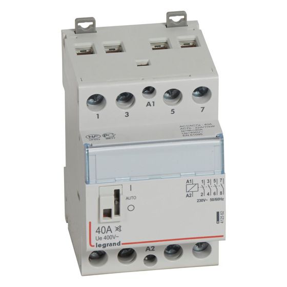 Legrand Installationsschütz CX3, 40A, 4 Schließer, 230V, mit Handschalter, 412562