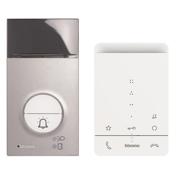 Legrand BTicino Audio-Set Flex'ONE LINEA 3000 CLASSE 100 A16E, 2-Draht-Technik, Aufputz, Aluminium/Weiß, 364232