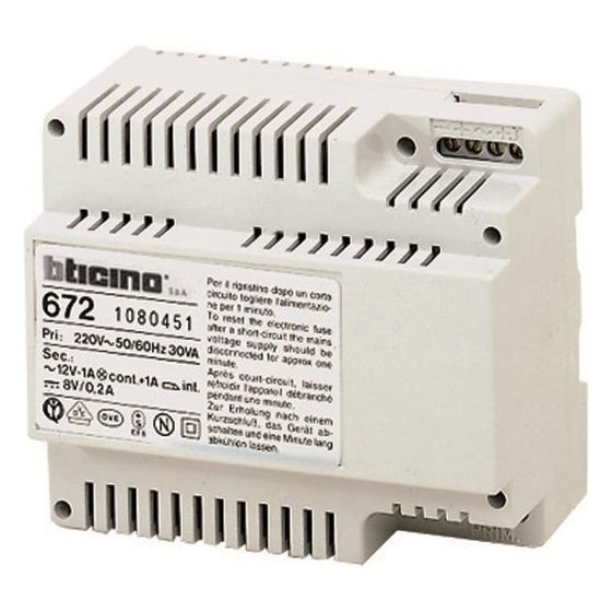 Legrand BTicino Netzgerät Mehrdraht Terraneo 672, 230V, 8V, IP20, 90x110x63mm