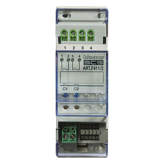 Legrand BTicino REG-Aktor F411U2, 2 Schließer, 2 TE, IP20, 10 A ohmsch, 460 W Motorantrieb