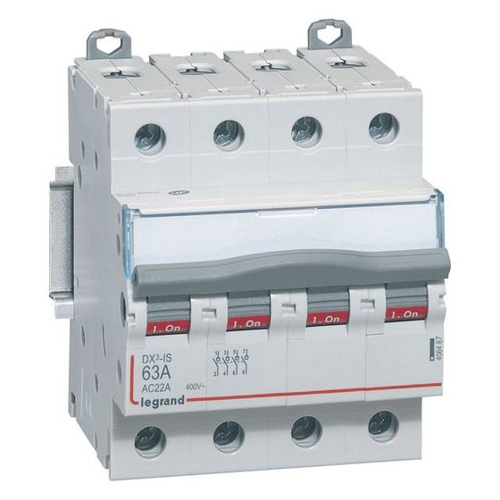 Legrand Lasttrennschalter DX3, 4-polig, 63A, 400V, AC-22A, 4TE, IP20, Grau, 406487